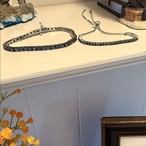 2 Bracelets. Sapphire Blue Tennis Bracelet and Bolo Blue